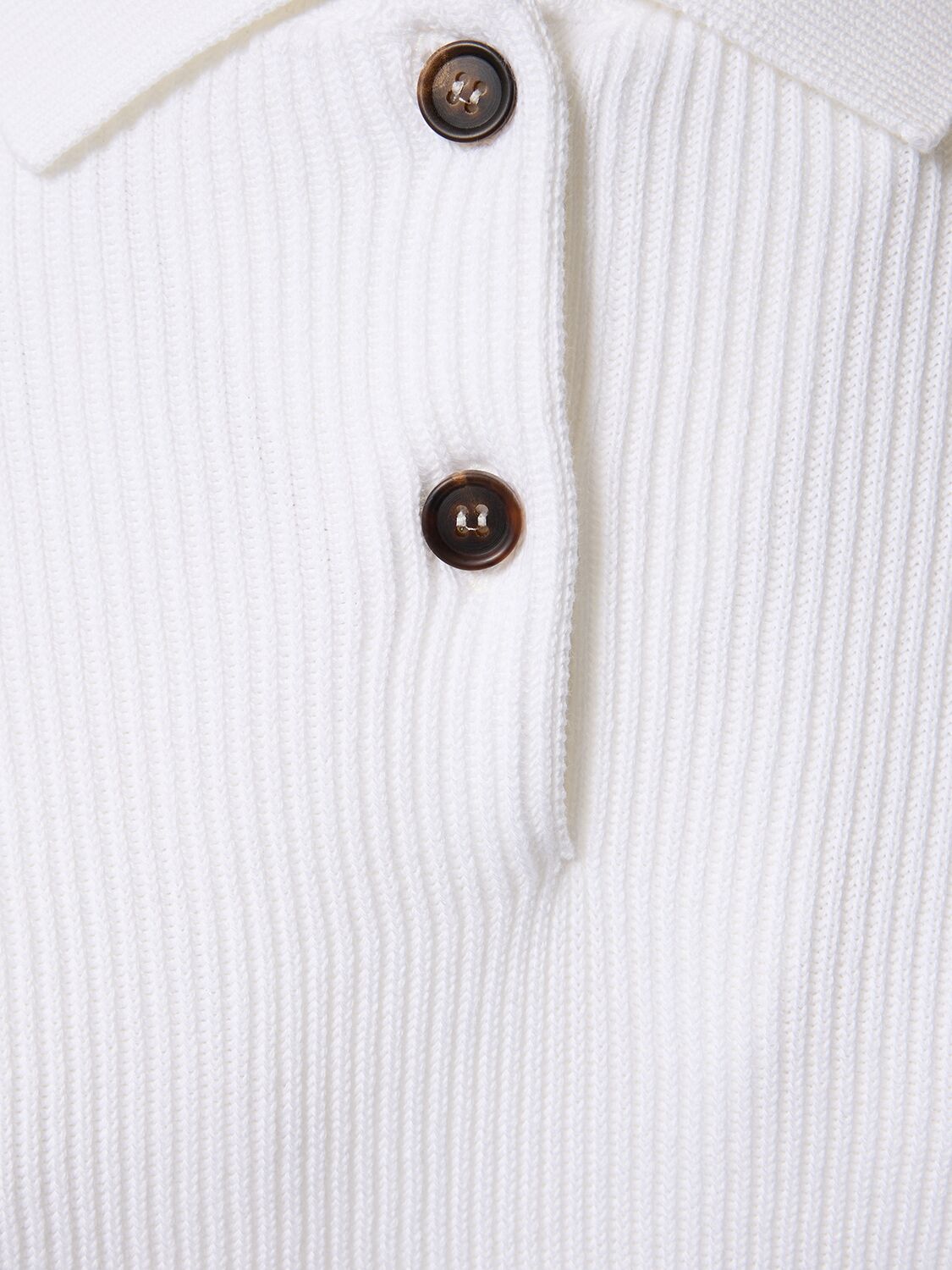 Shop Brunello Cucinelli Cotton Rib Knit Polo Sweater In White