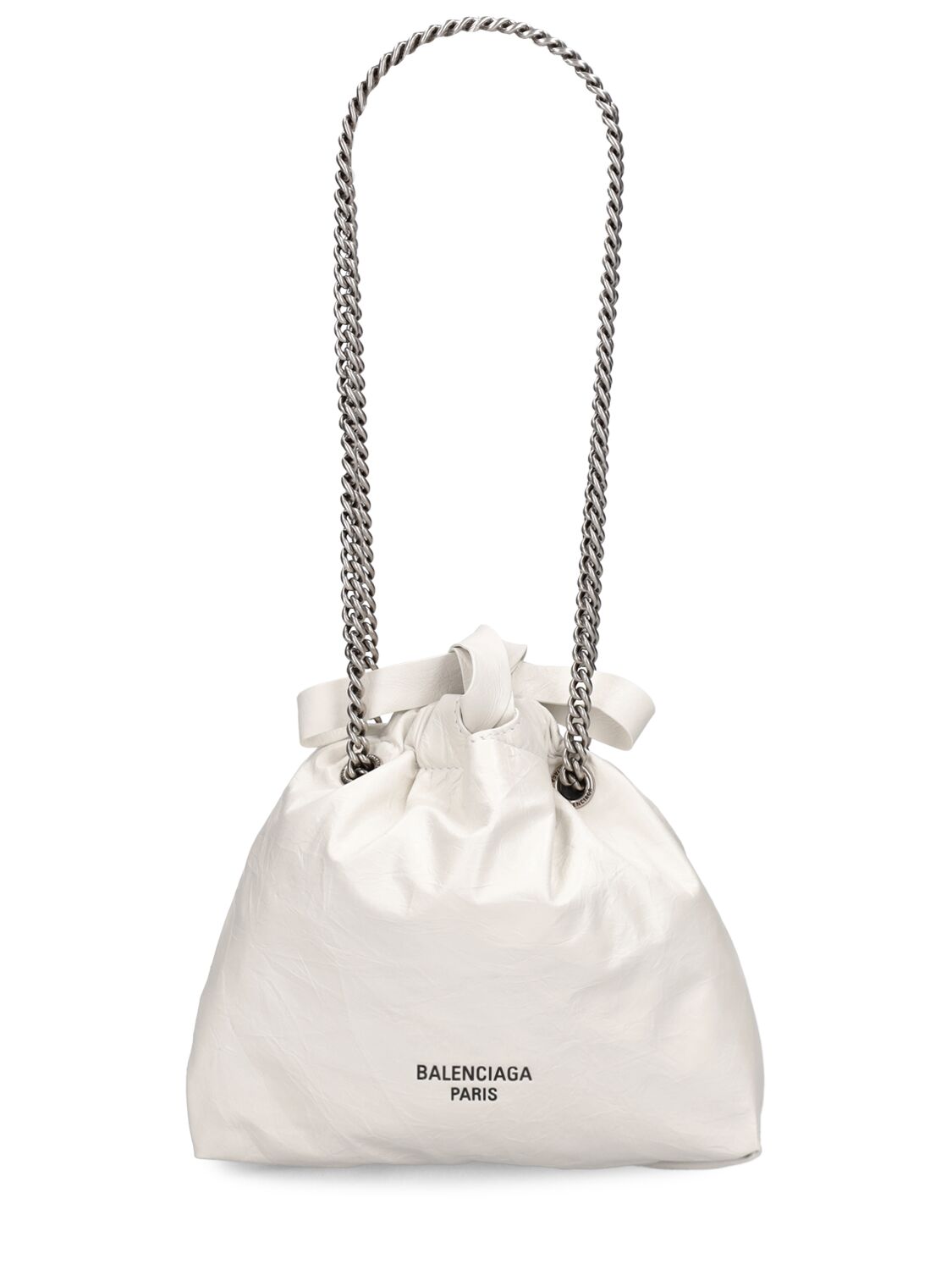 Balenciaga Xs Crush Leather Tote Bag In White