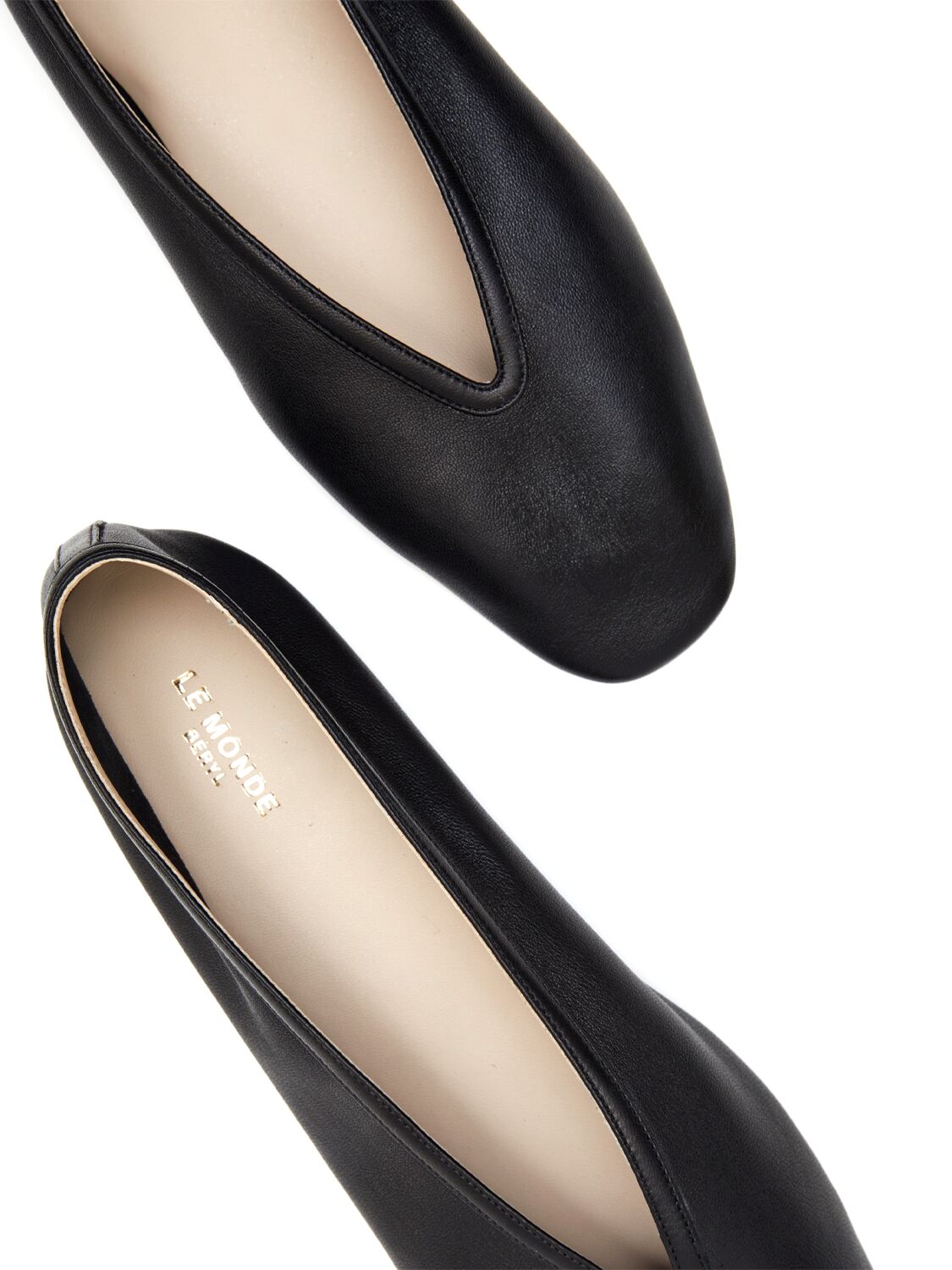 Shop Le Monde Beryl 10mm Luna Leather Slippers In Black