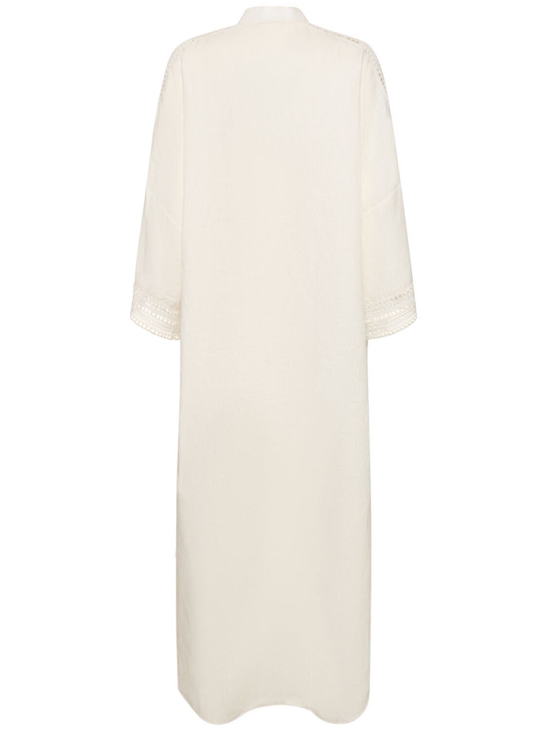 Shop Ermanno Scervino Linen Long Sleeve Caftan Dress In White