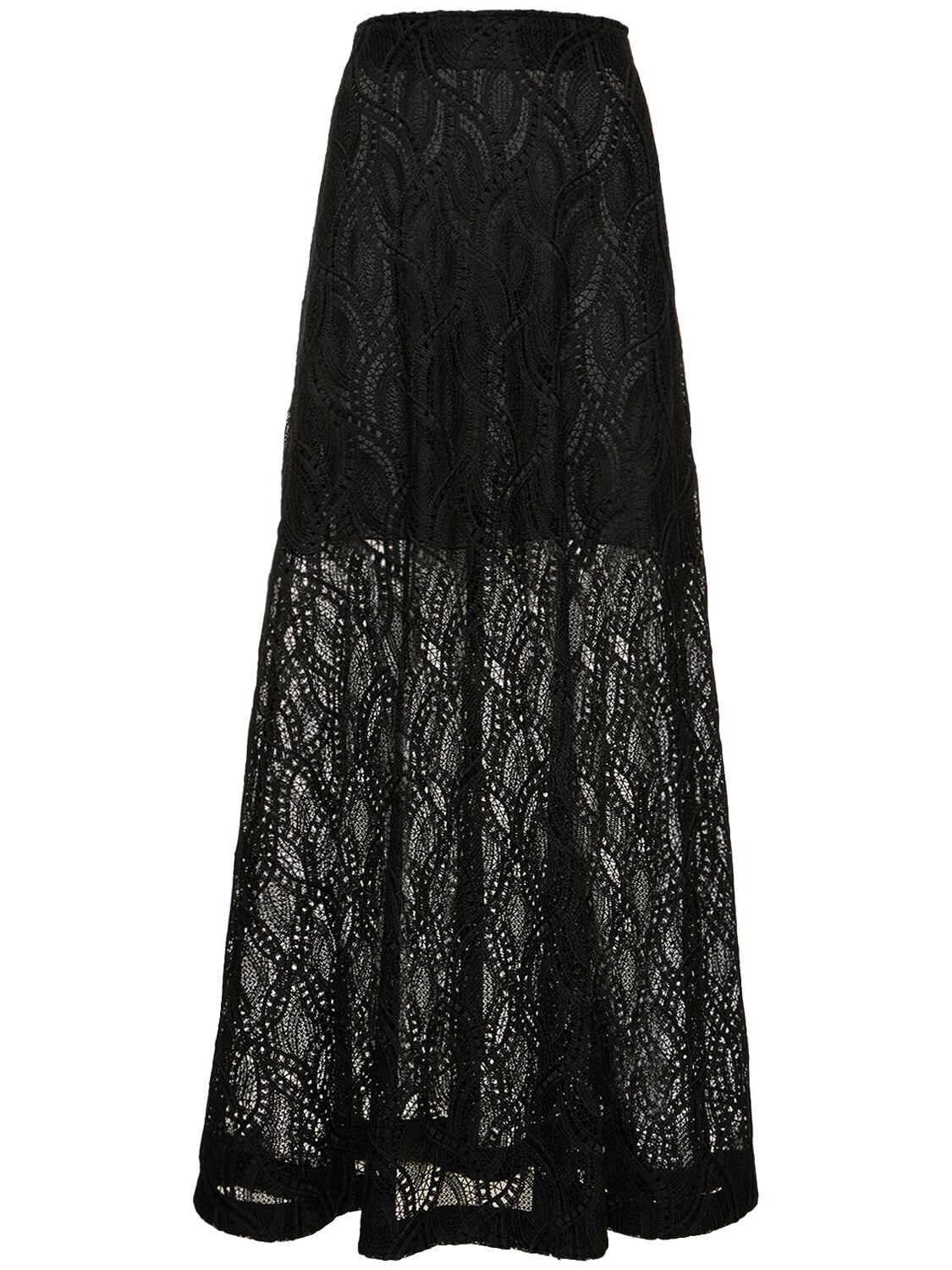 Image of Embroidered Lace High-rise Long Skirt