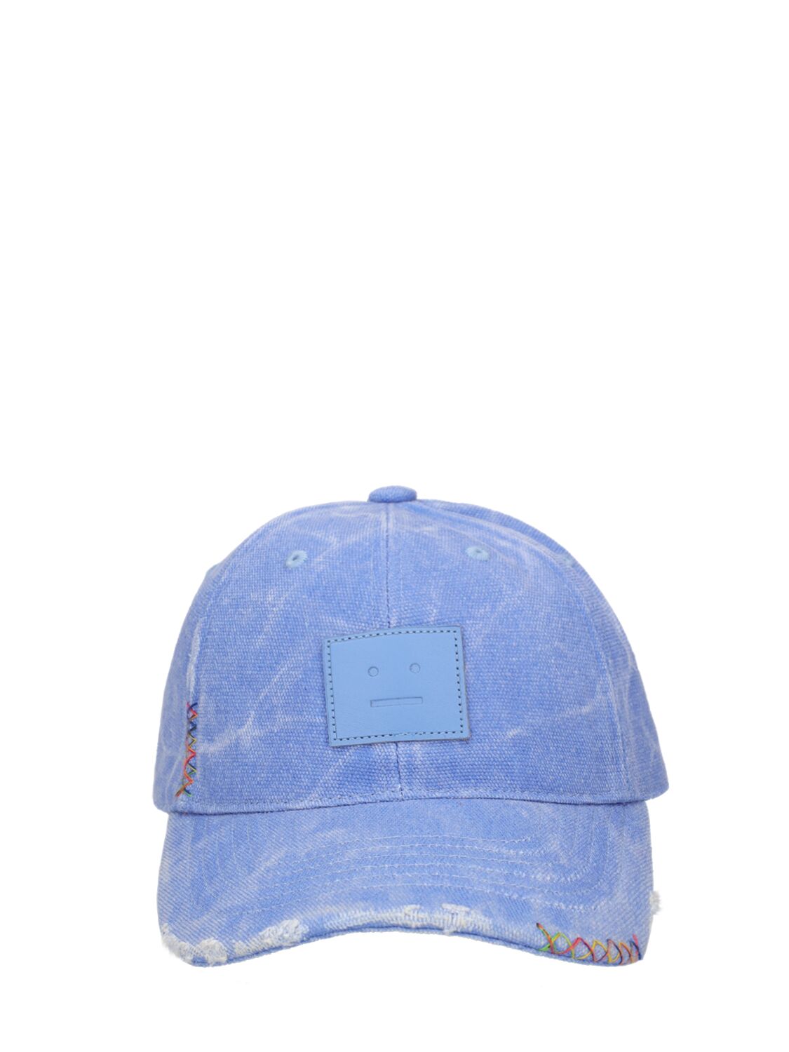 Acne Studios Cunov Distressed Canvas Baseball Hat In Powder Blue