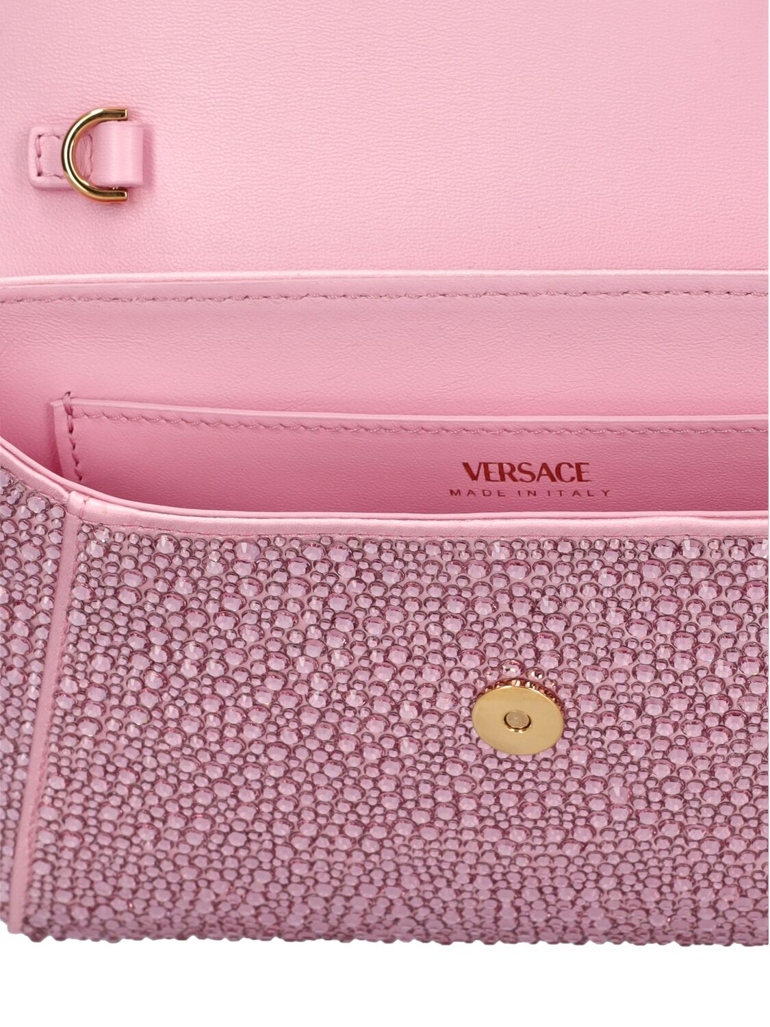 Shop Versace Mini Crystal & Satin Envelope Clutch In Light Pink