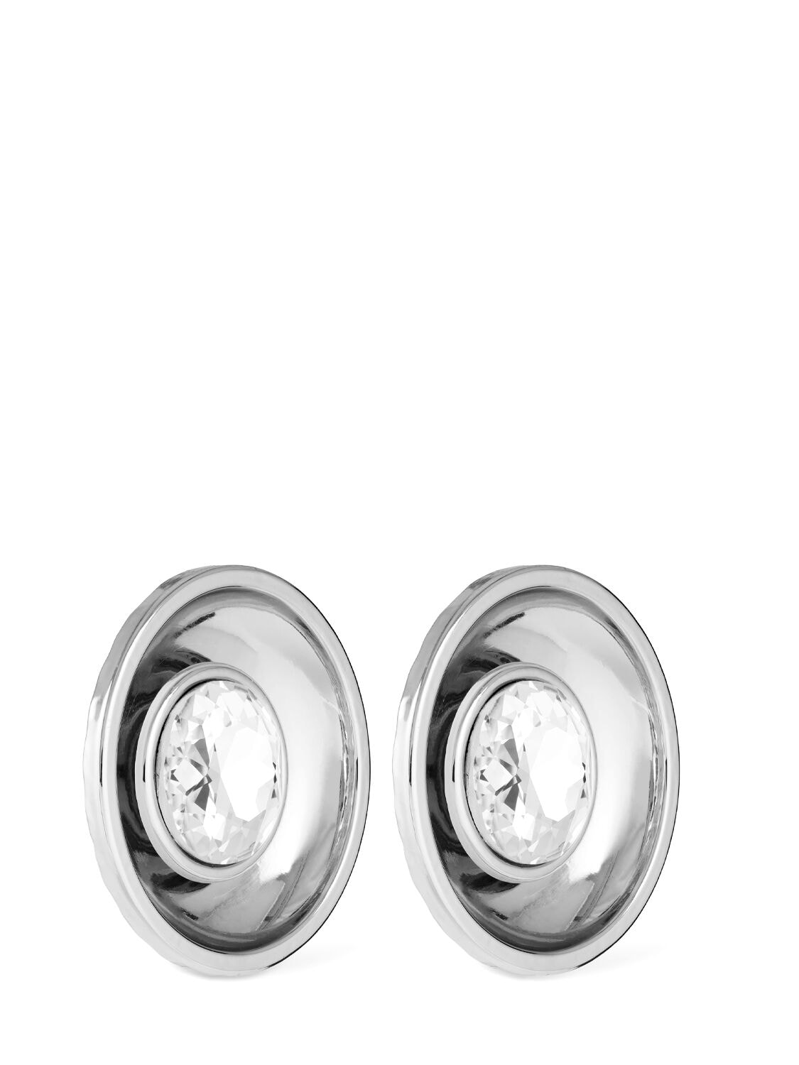 Shop Area Crystal Medallion Earrings In Silver