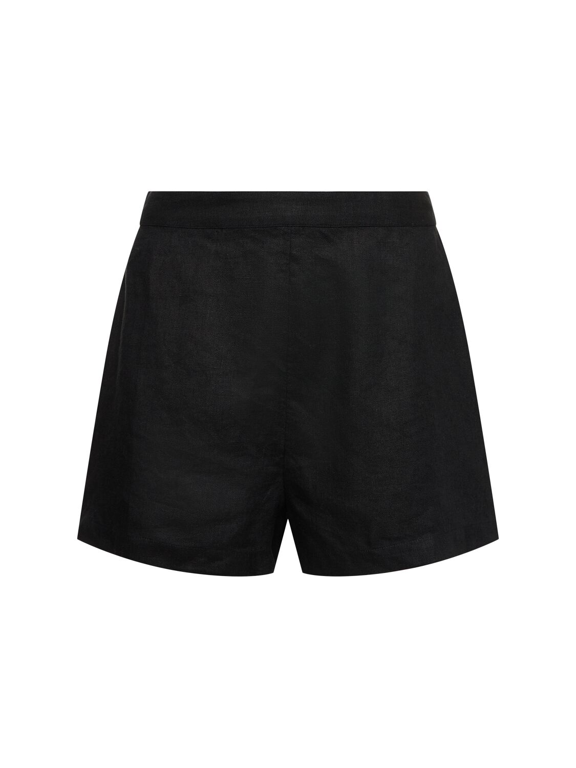 Posse Ducky Paperbag-waist Linen Shorts In Black