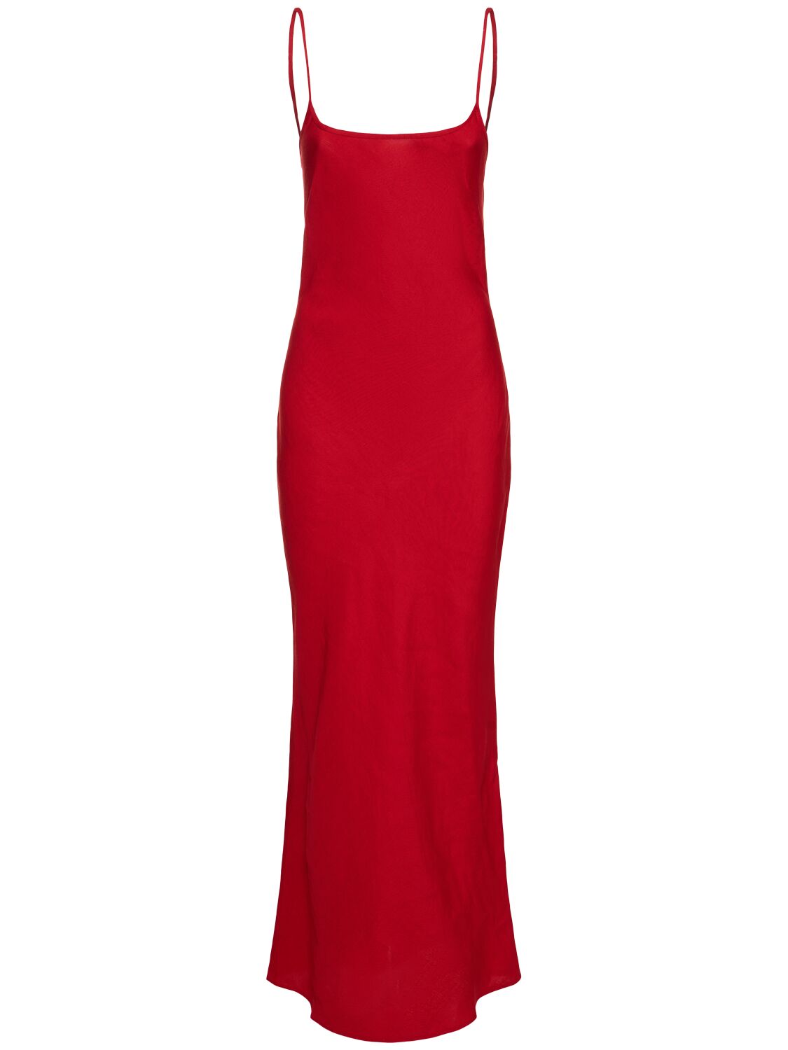 Posse Frances Viscose & Linen Long Dress In Red