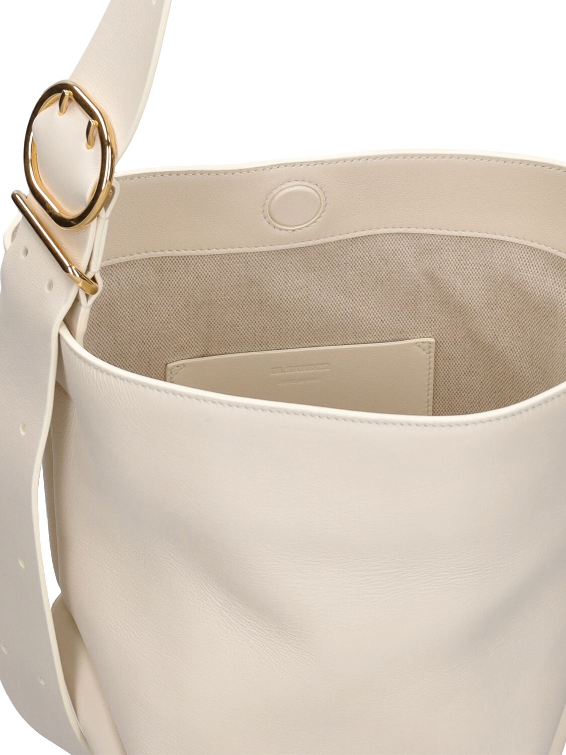 Shop Jil Sander Small Folded Leather Tote Bag In Eggshell
