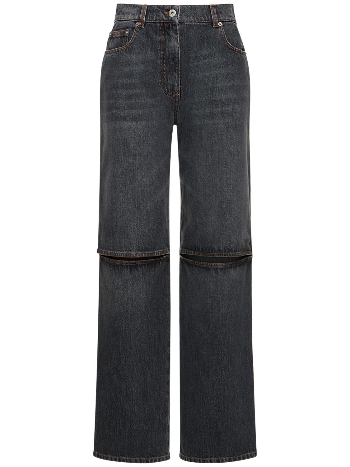 Shop Jw Anderson Cut-out-knee Denim Bootcut Jeans In Grey