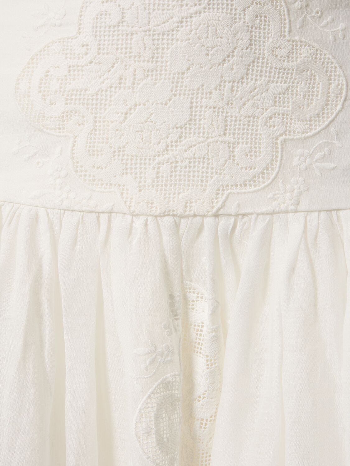 Shop Zimmermann Alight Embroidered Basque Midi Skirt In Ivory