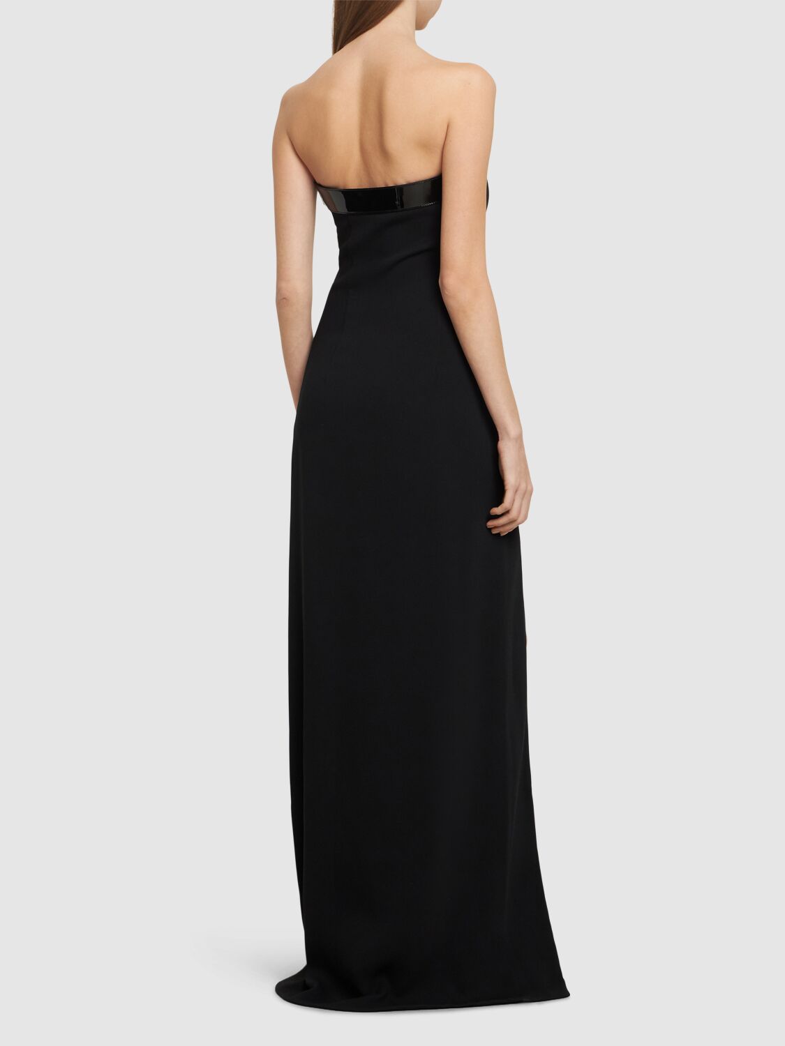 Strapless Viscose Maxi Dress W/ Slit