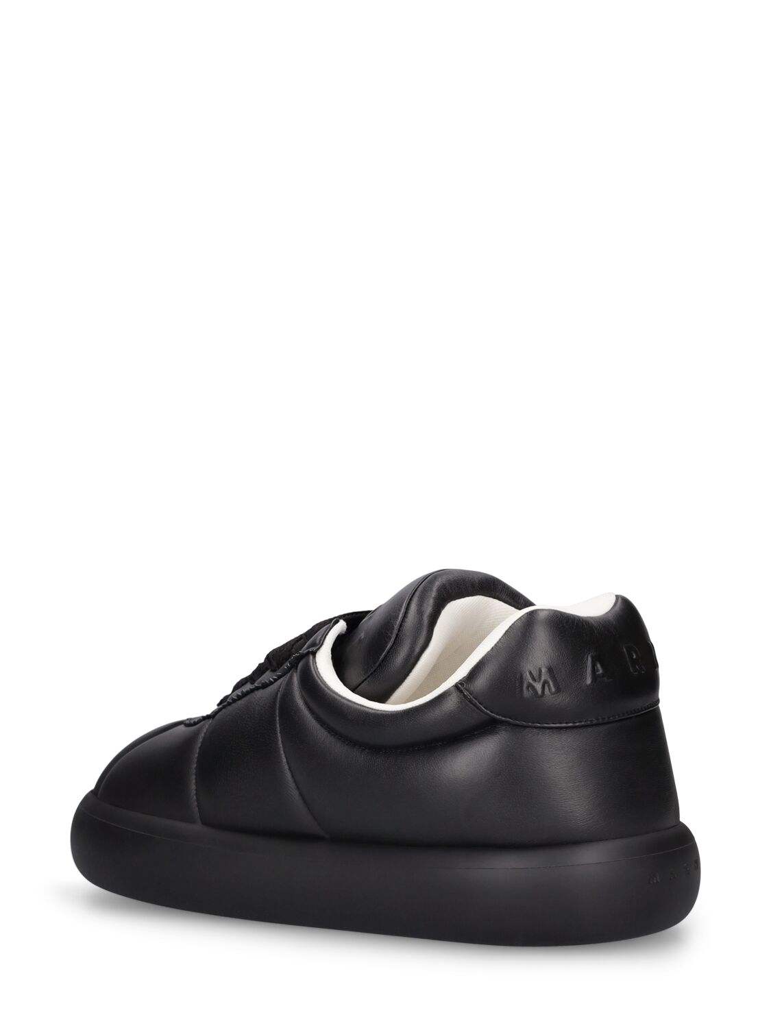Shop Marni Chunky Soft Leather Low Top Sneakers In Black