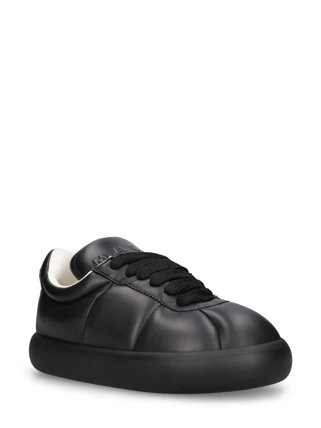Shop Marni Chunky Soft Leather Low Top Sneakers In Black