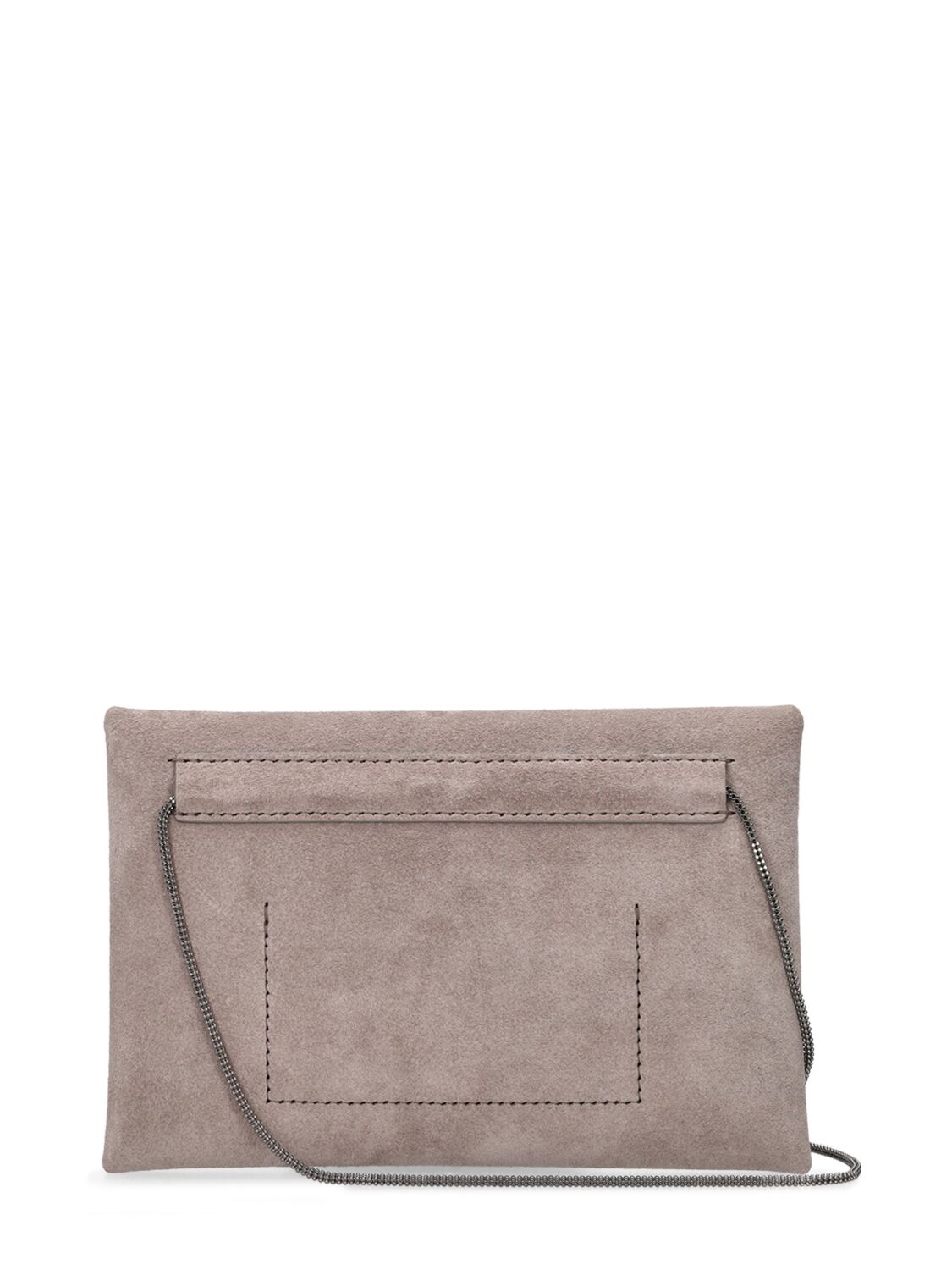 Shop Brunello Cucinelli Soft Velour Leather Clutch Bag In Grey