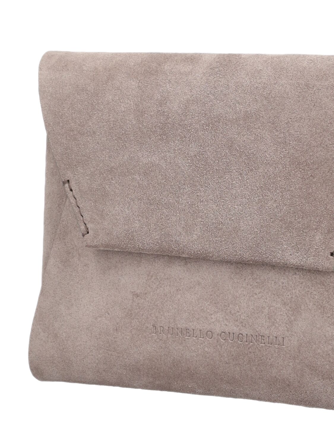 Shop Brunello Cucinelli Soft Velour Leather Clutch Bag In Grey