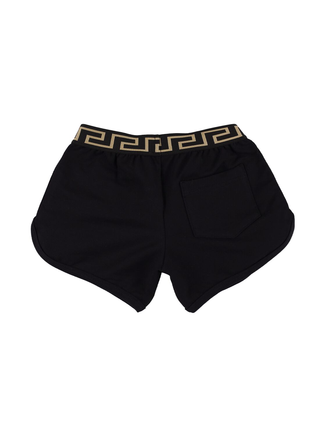 Shop Versace Embroidered Cotton Jersey Shorts In Black,gold