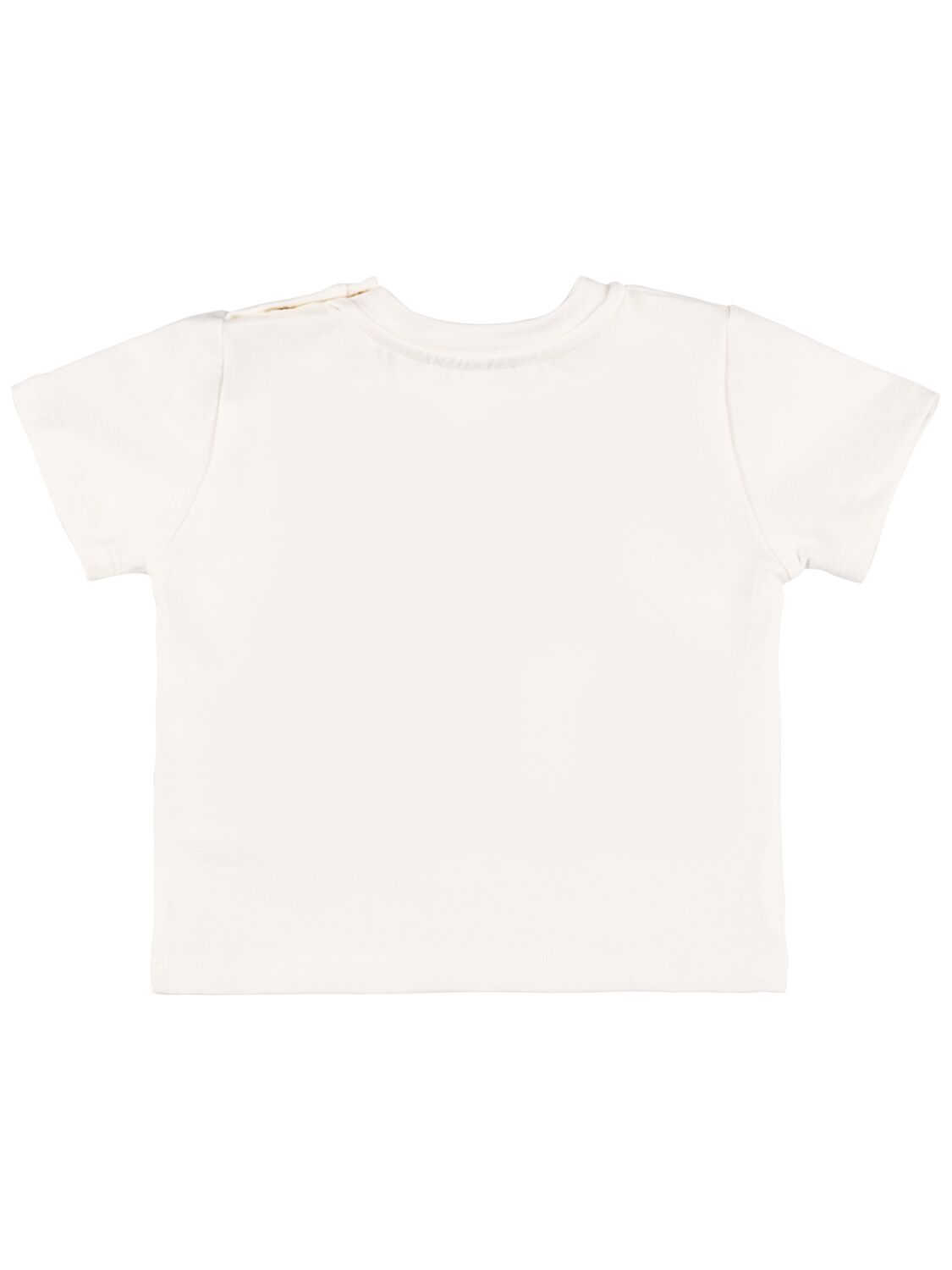 Shop Versace Embroidered Cotton Jersey T-shirt In White,gold