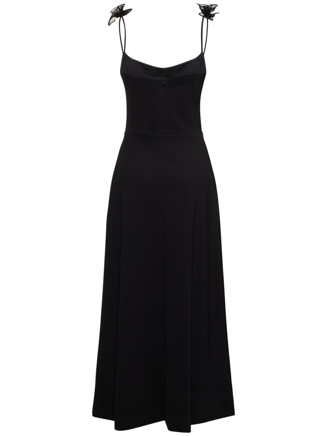 Shop Magda Butrym Jersey Midi Dress W/roses In Black