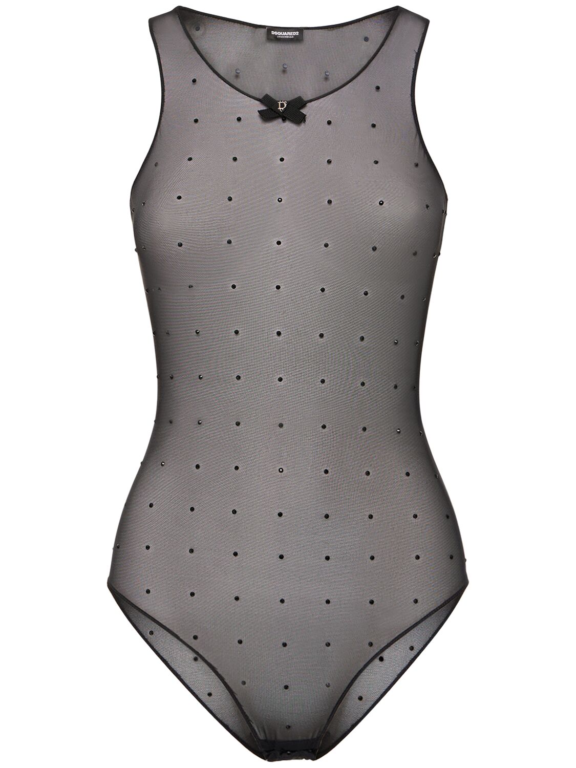 Image of Crystal Dots Mesh Crewneck Bodysuit