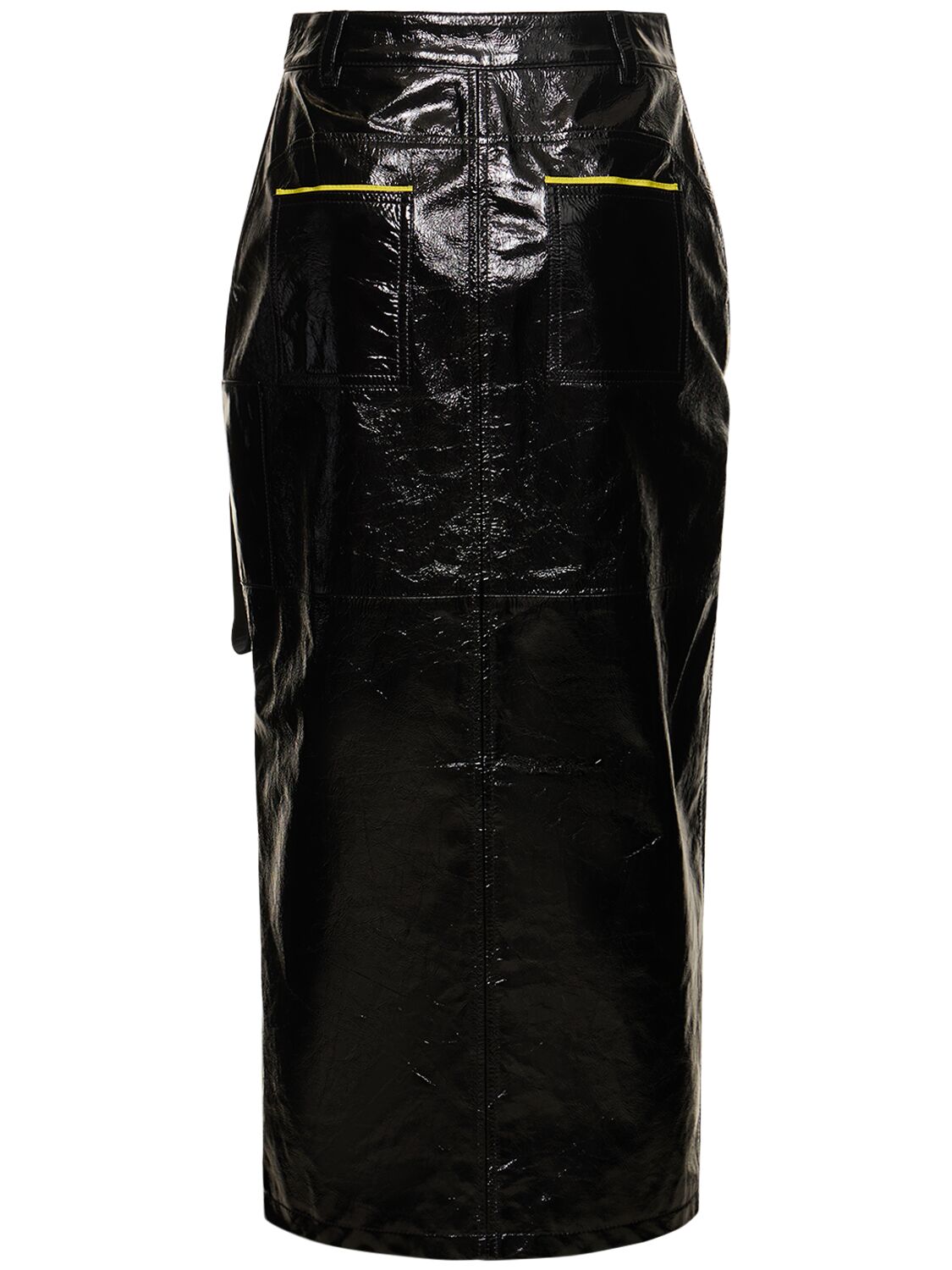 Shop Ferrari Patent Leather Pencil Midi Skirt In Black