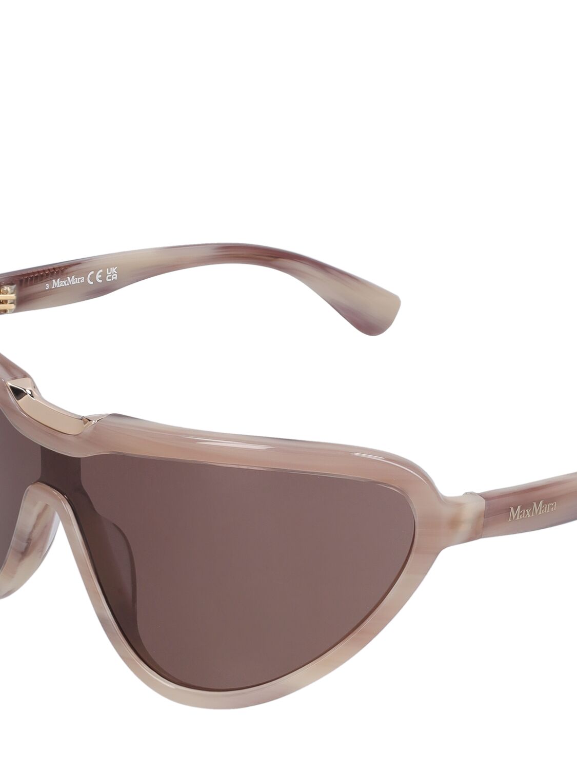 Shop Max Mara Emil Mask Acetate Sunglasses In Grey,brown