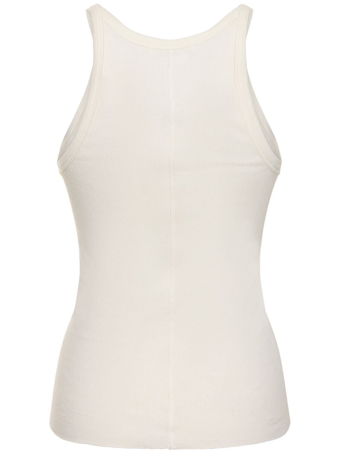 Shop Éterne Ribbed Cotton Tank Top In Ivory