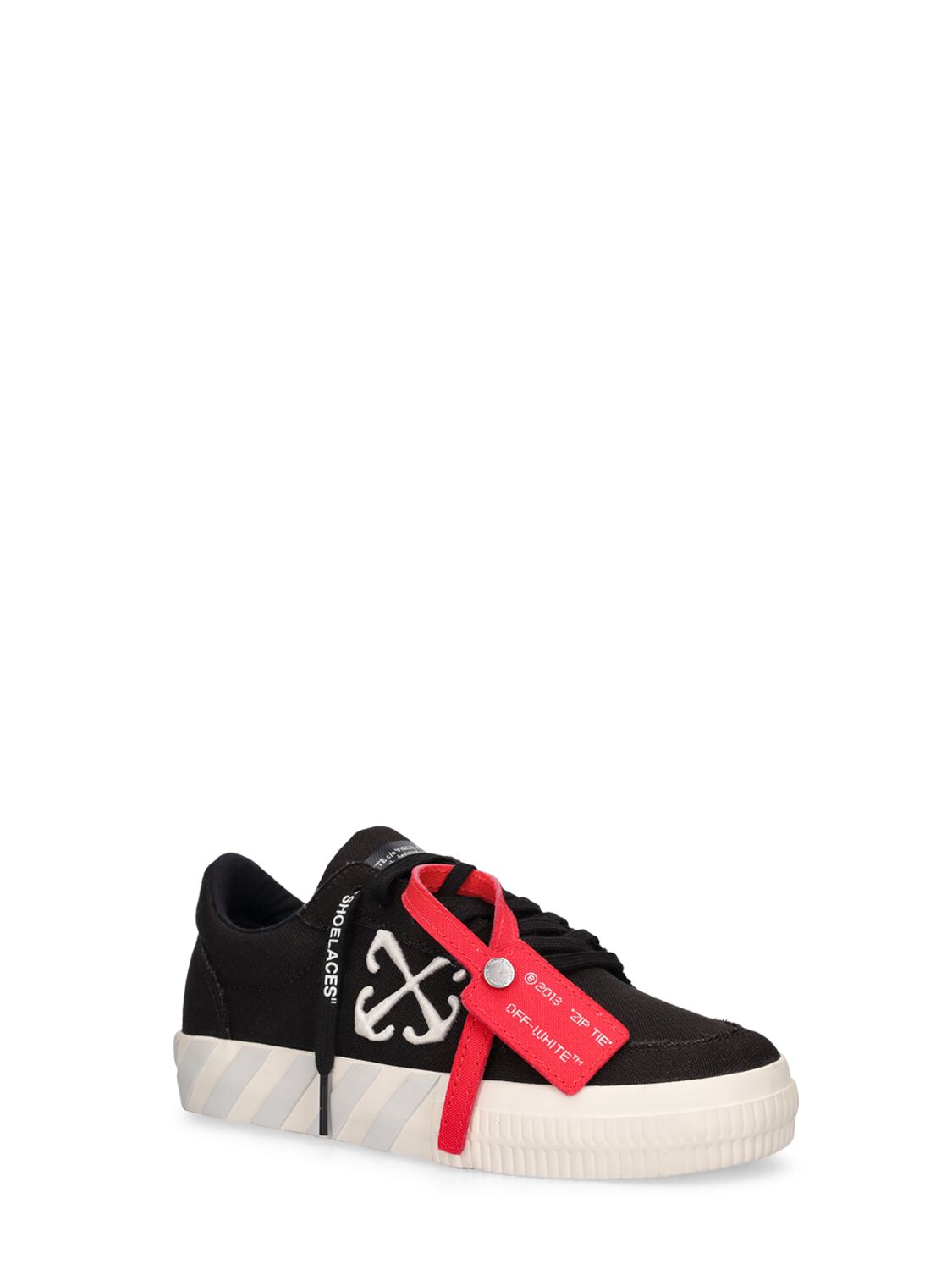 Shop Off-white Vulcanized Cotton Lace-up Sneakers In Black