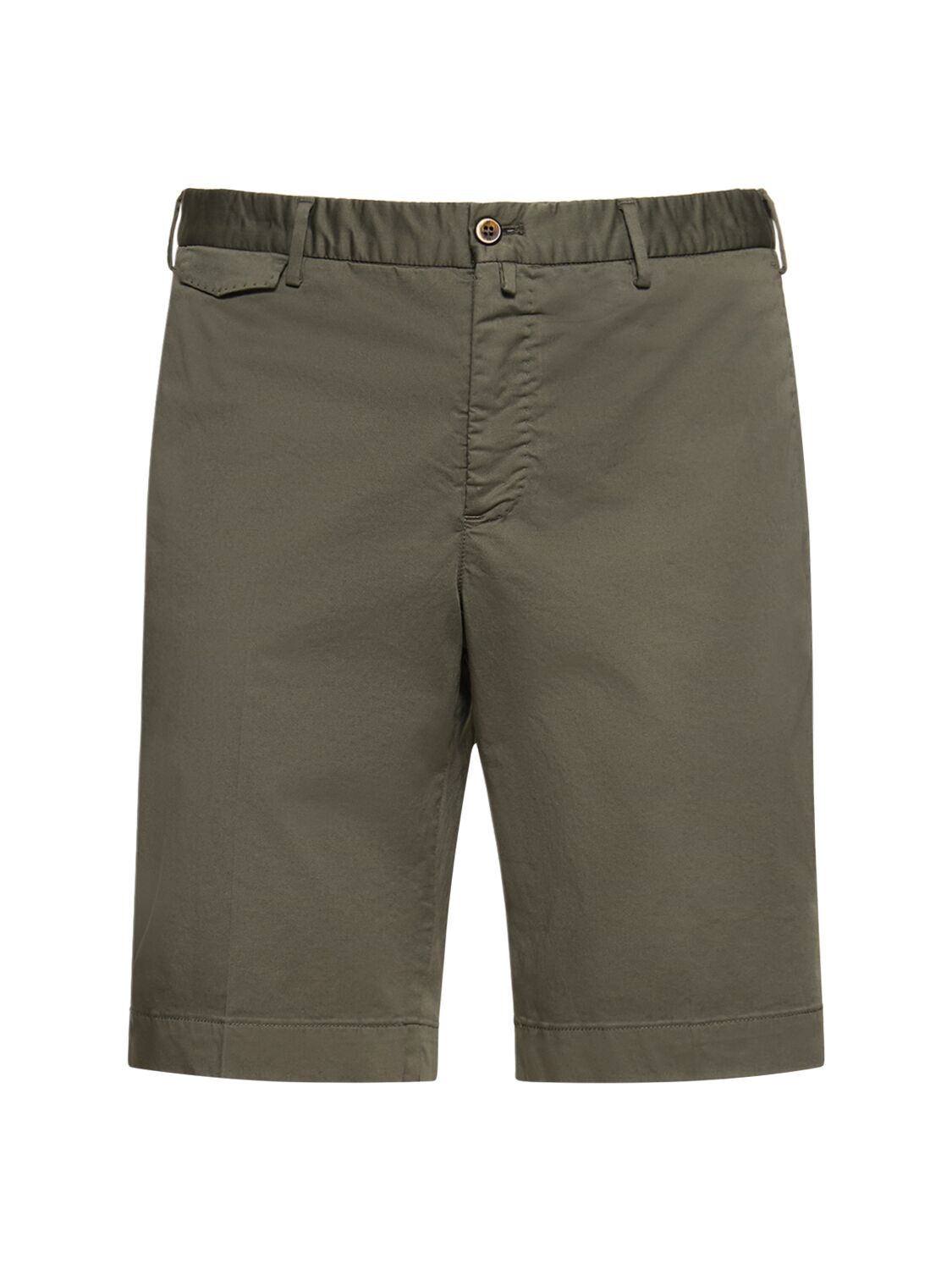 Pt Torino Stretch Cotton Bermuda Shorts In Olivegreen