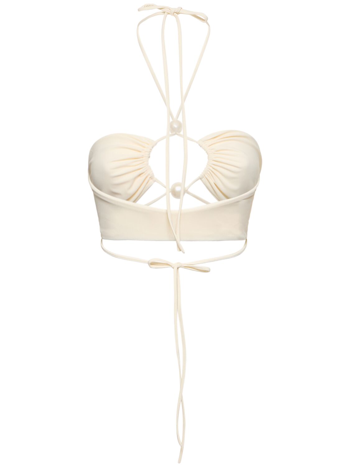 Shop Magda Butrym Jersey Halter Bikini Top In Ivory