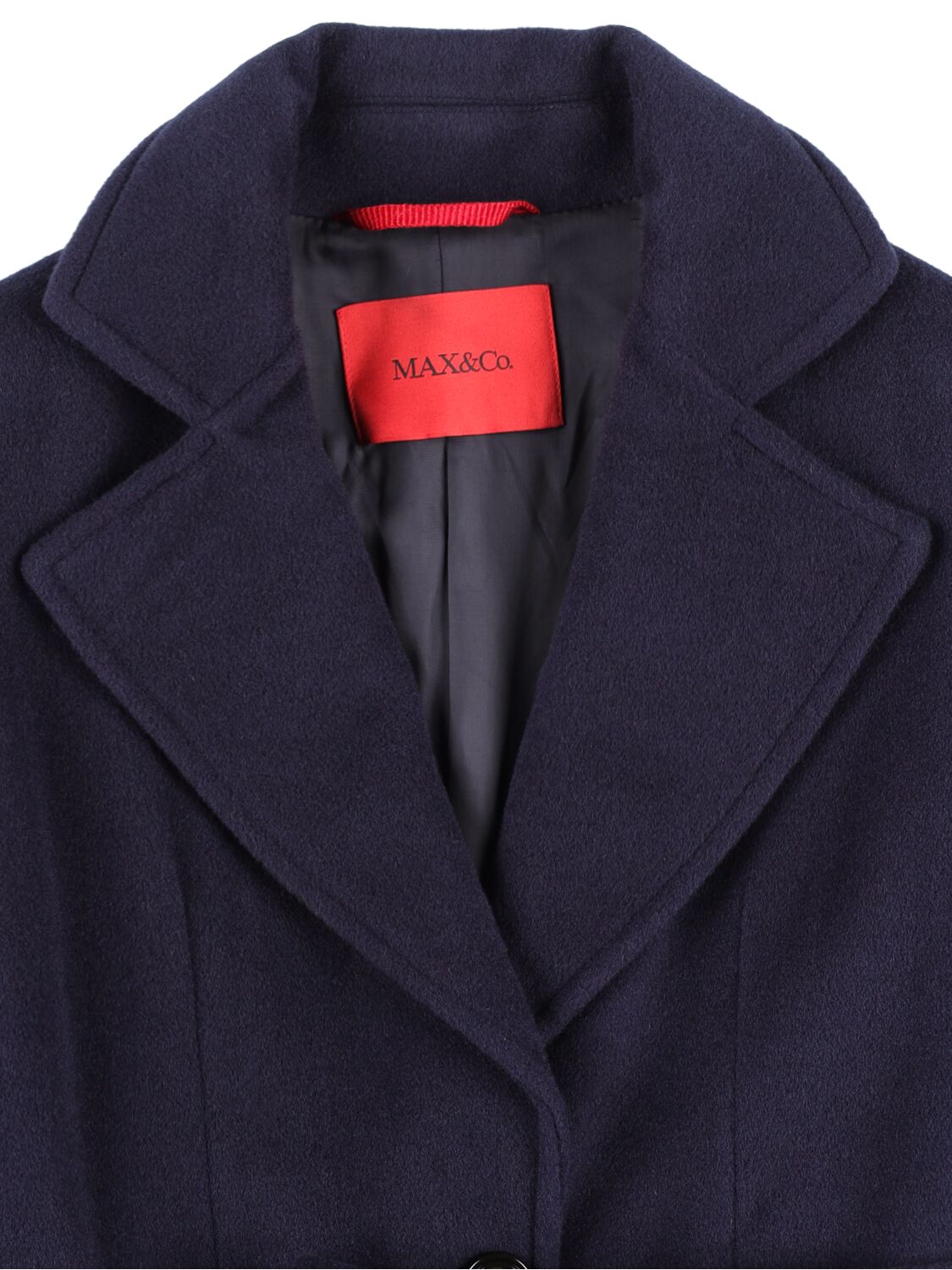Shop Max & Co Belted Wool Long Coat In Navy