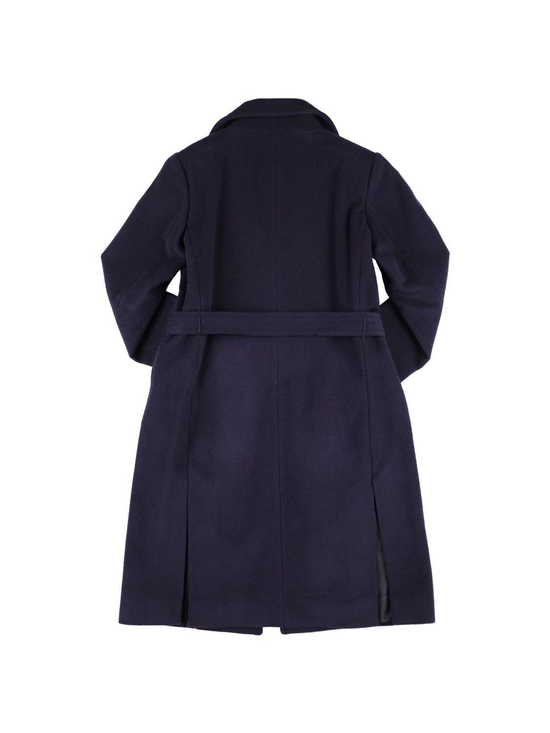Shop Max & Co Belted Wool Long Coat In Navy