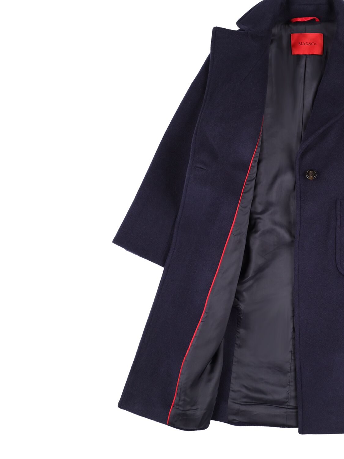 Shop Max & Co Belted Wool Long Coat In Navy