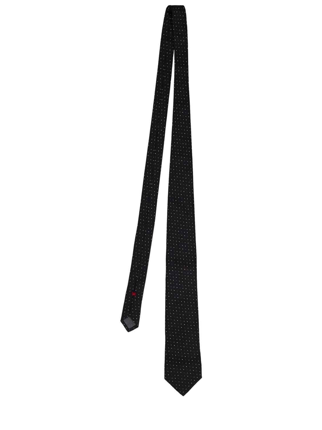 Brunello Cucinelli Silk Micropois Tie In Black
