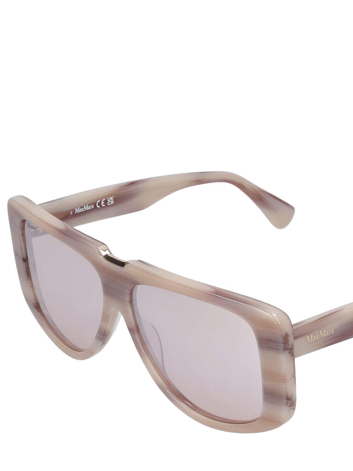 Shop Max Mara Spark Mask Acetate Sunglasses In Beige,brown