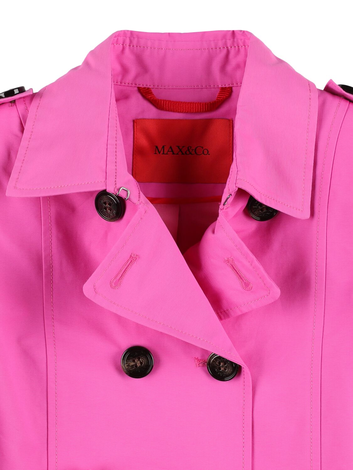 Shop Max & Co Ottoman Cotton & Nylon Trench Coat In Fuchsia