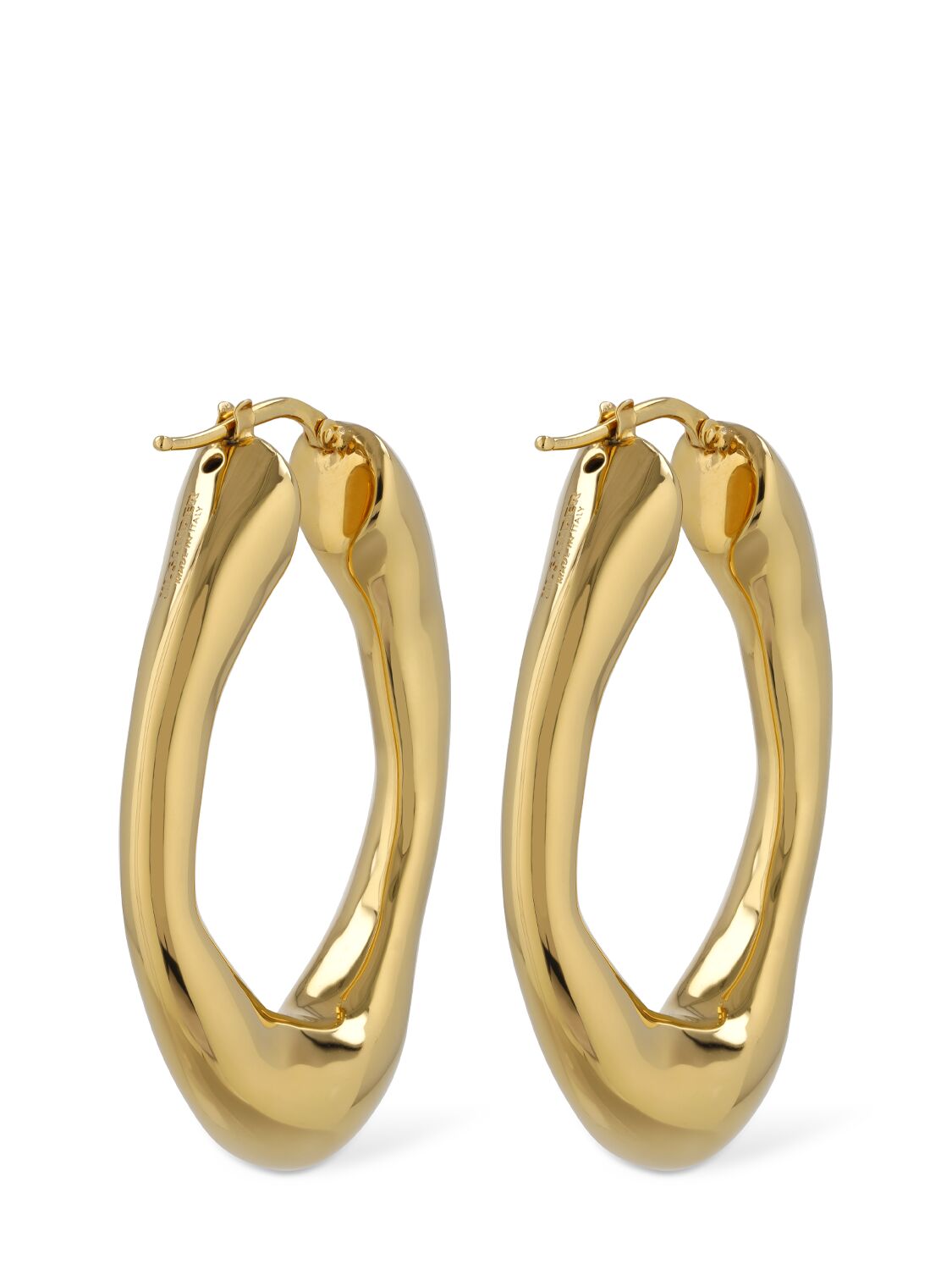 Shop Jil Sander Bw5 2 Medium Hoop Earrings In Gold