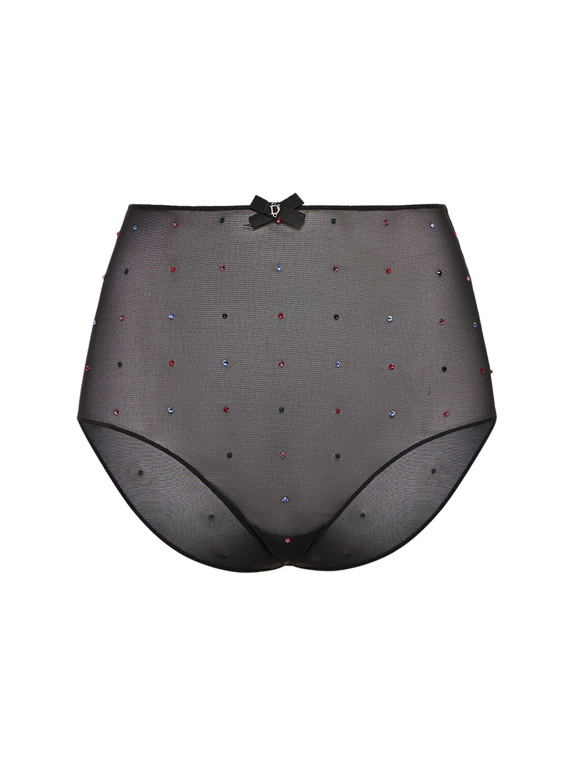 Dsquared2 Crystal Dots Mesh High Waist Briefs In Multi,black