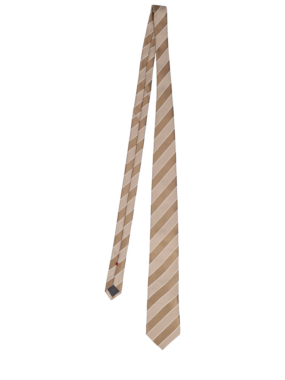Brunello Cucinelli Silk Chevron Tie In Brown,white
