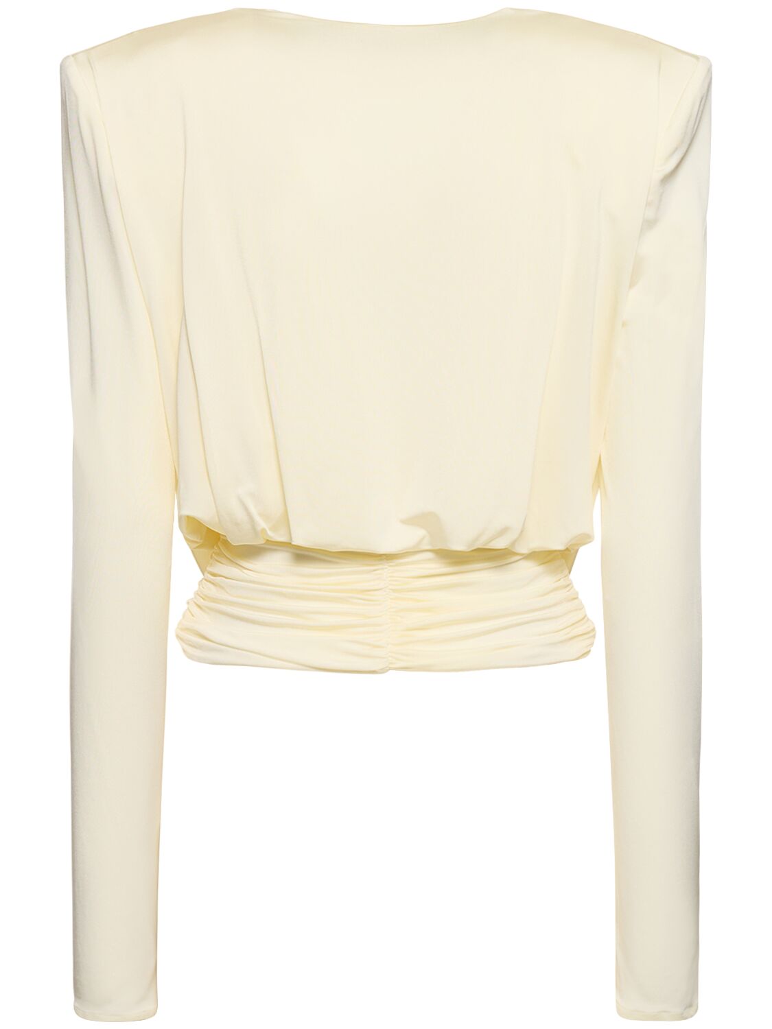 Shop Magda Butrym Draped Jersey Long Sleeve Top In Ivory