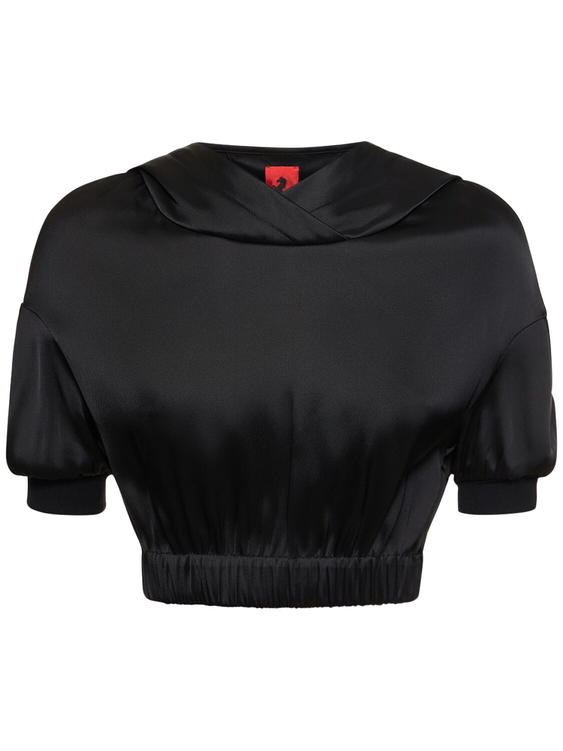 Image of Stretch Viscose Cropped Hooded Top