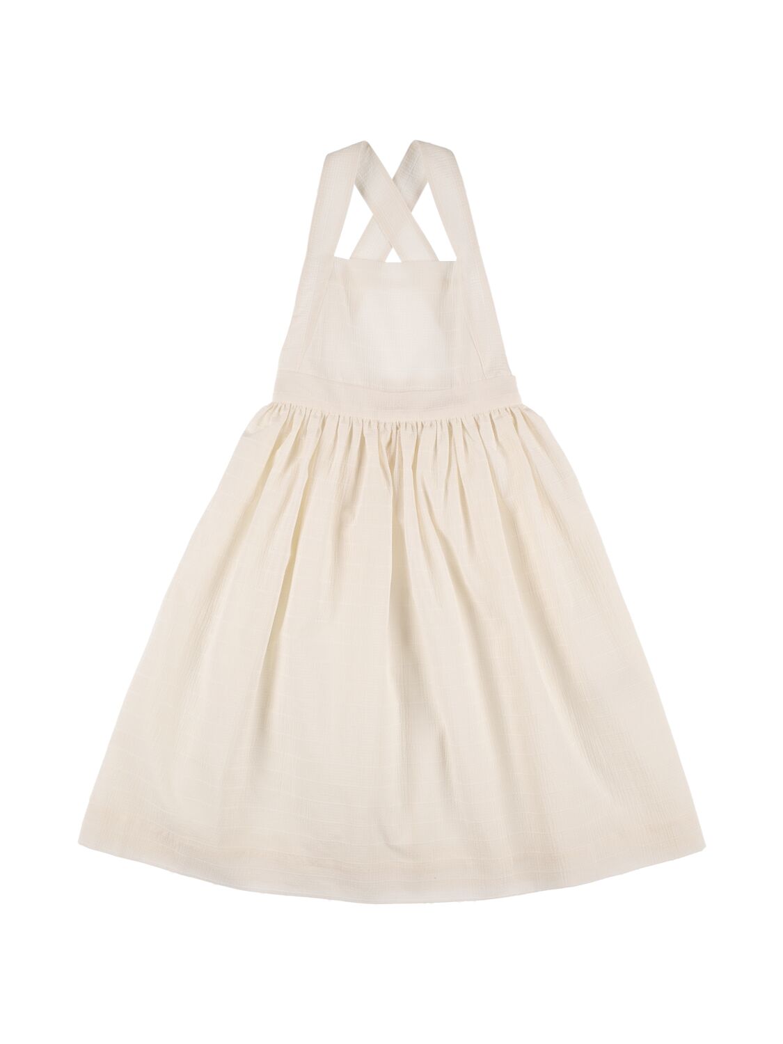 Bonpoint Kids' Cotton Blend Dress W/appliqués In Beige