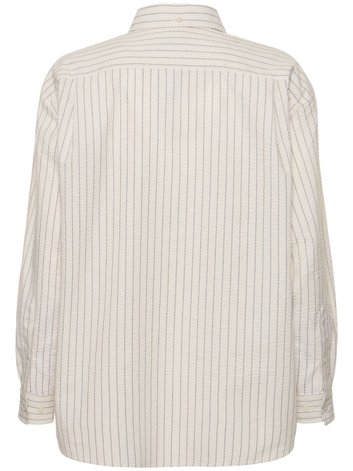 Shop Dunst Oversized Striped Cotton Blend Shirt In White