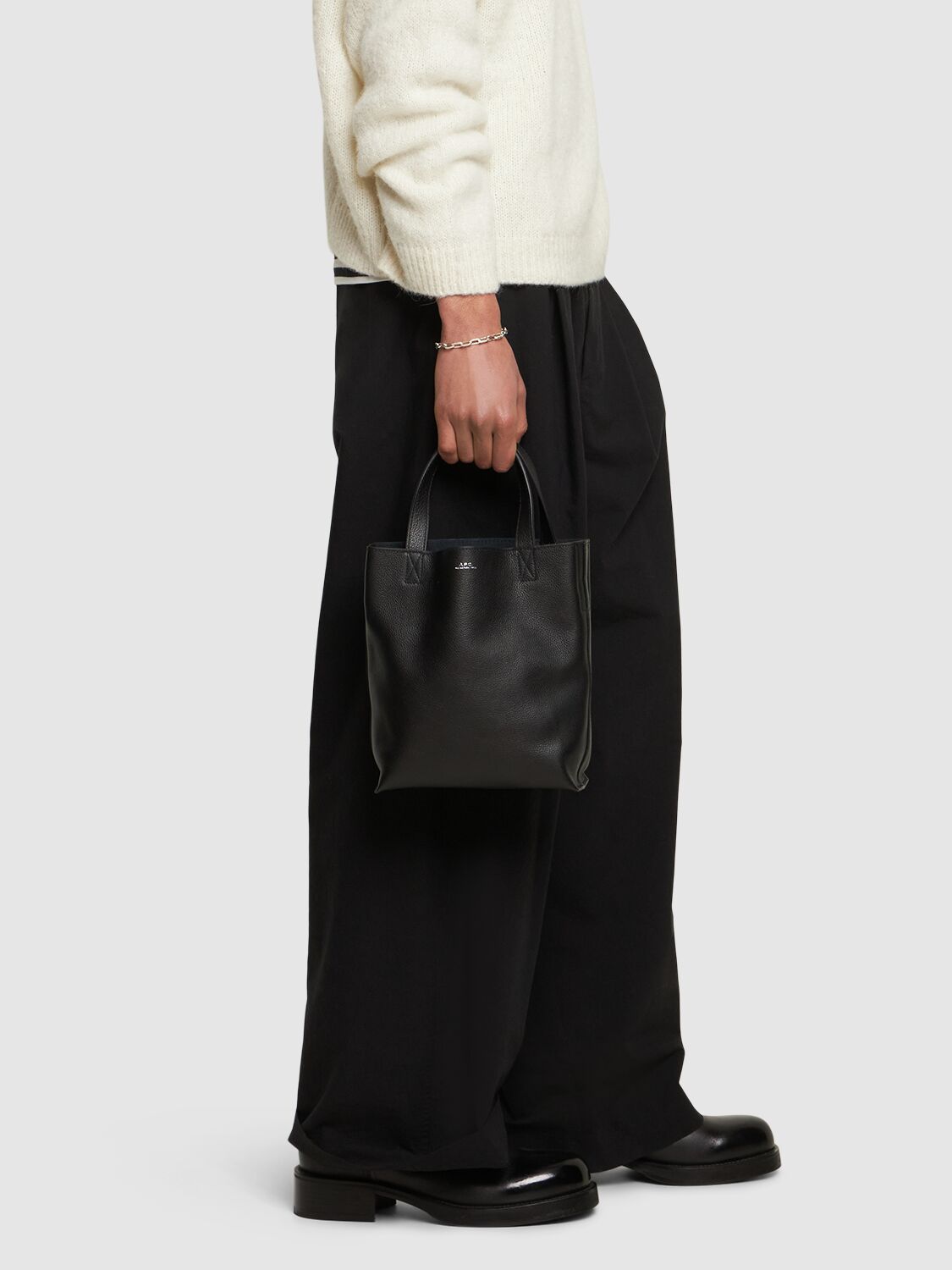 Logo Small Leather Tote Bag