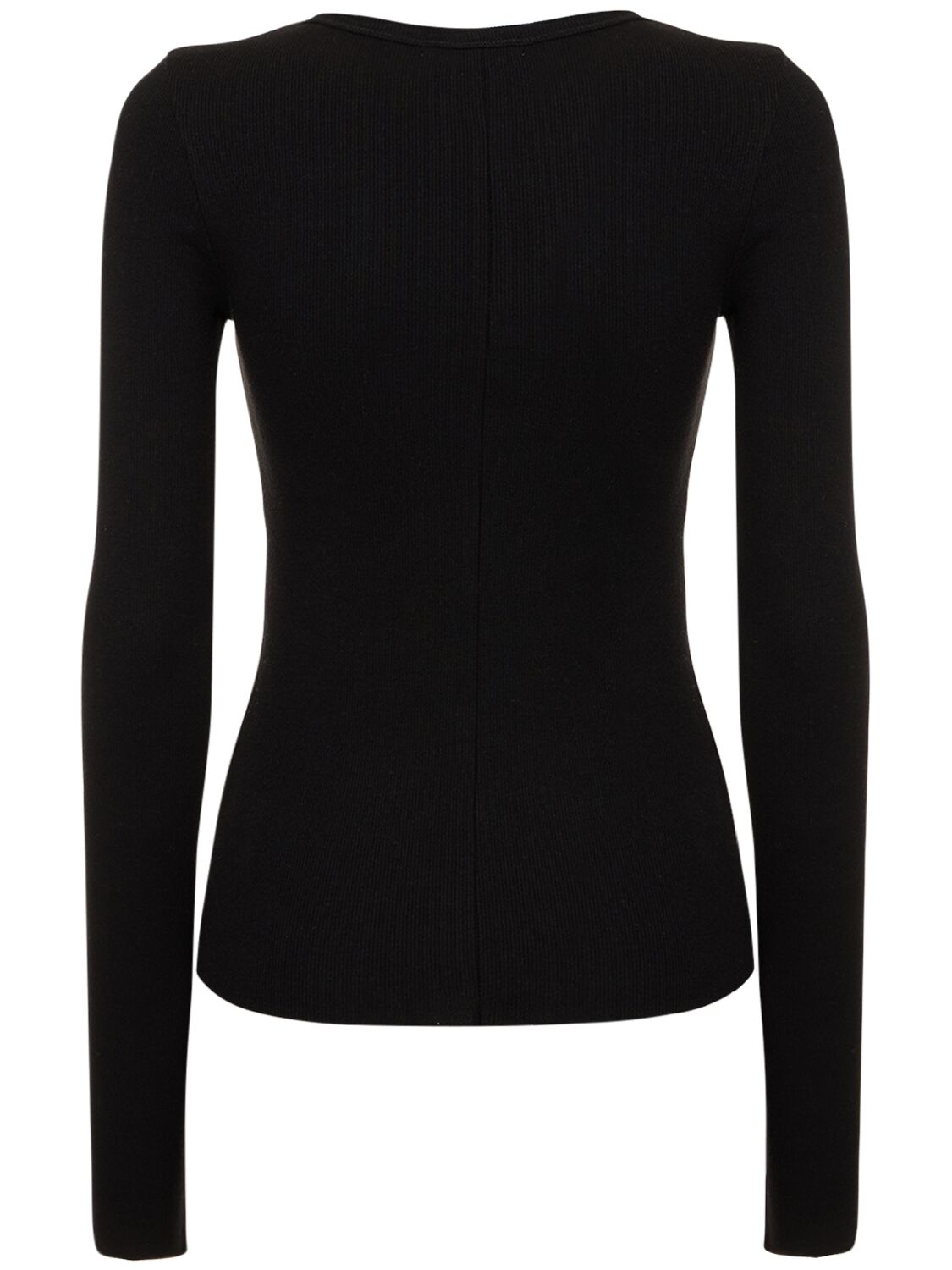 Shop Éterne Long Sleeve Fitted Cotton T-shirt In Black