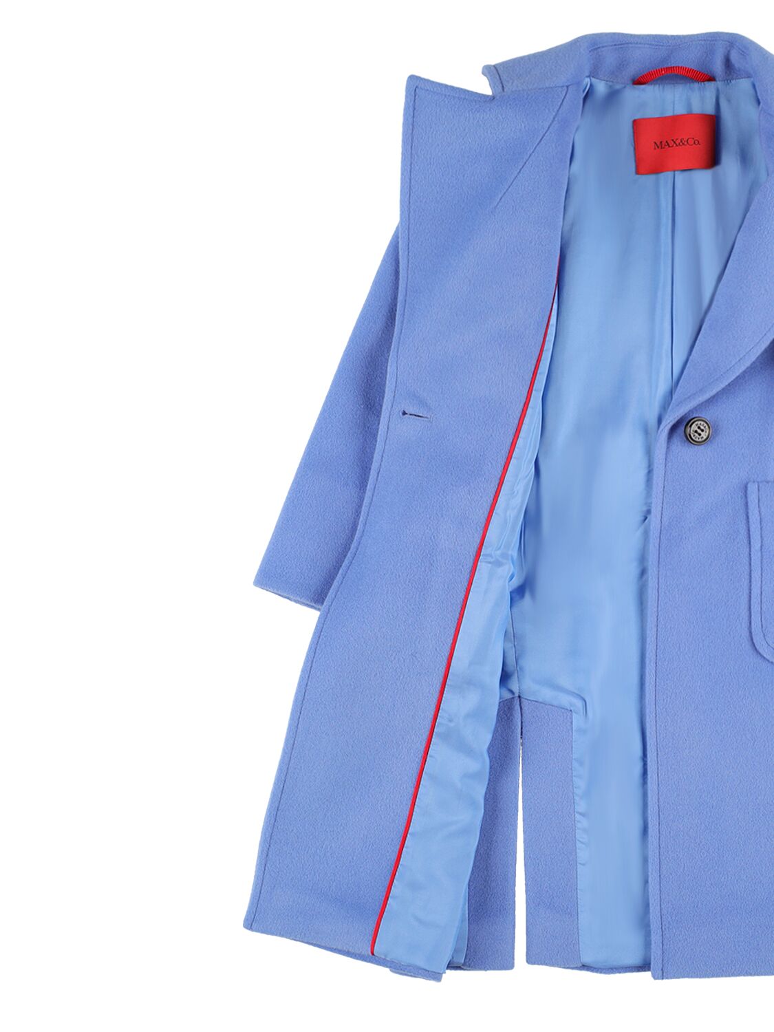 Shop Max & Co Belted Wool Long Coat In Light Blue