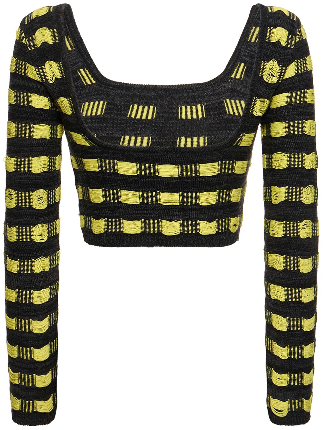 Shop Ferrari Wool Knit Open Back Cropped Top In Yellow,black