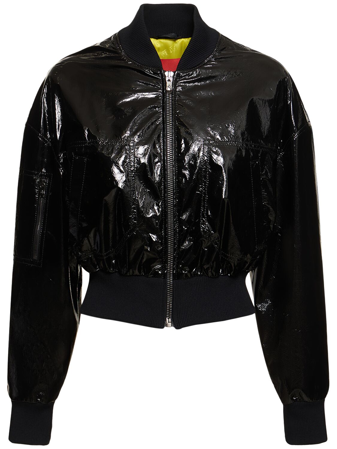 Ferrari Grosgrain Leather Bomber Jacket In Black