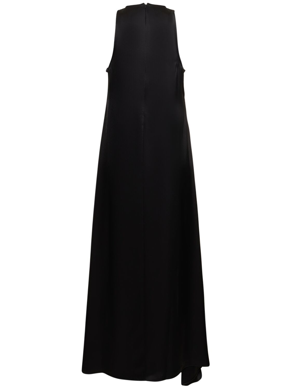 Shop Jw Anderson Sleeveless Draped Satin Midi Dress In Black