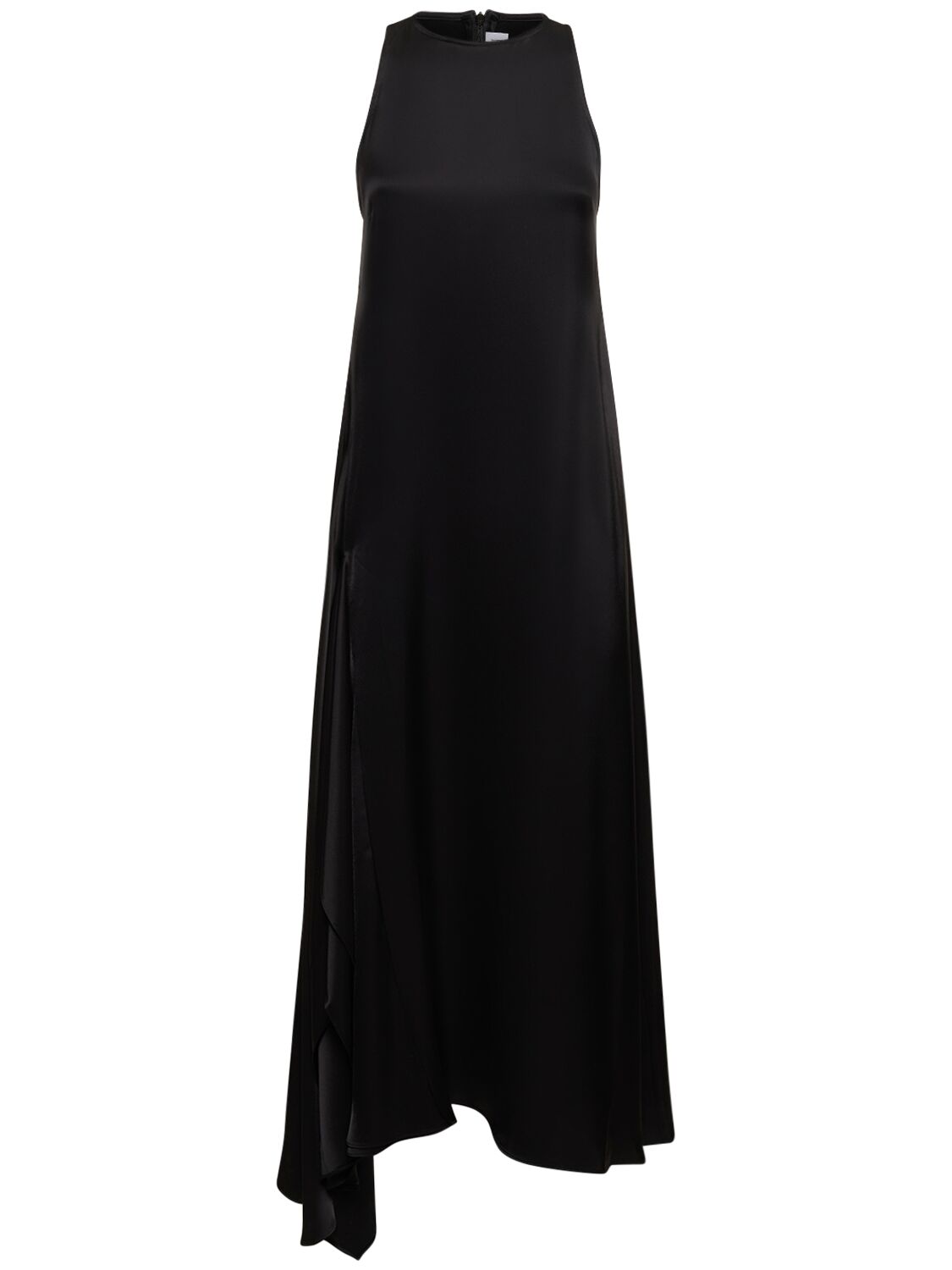 Image of Sleeveless Draped Satin Midi Dress