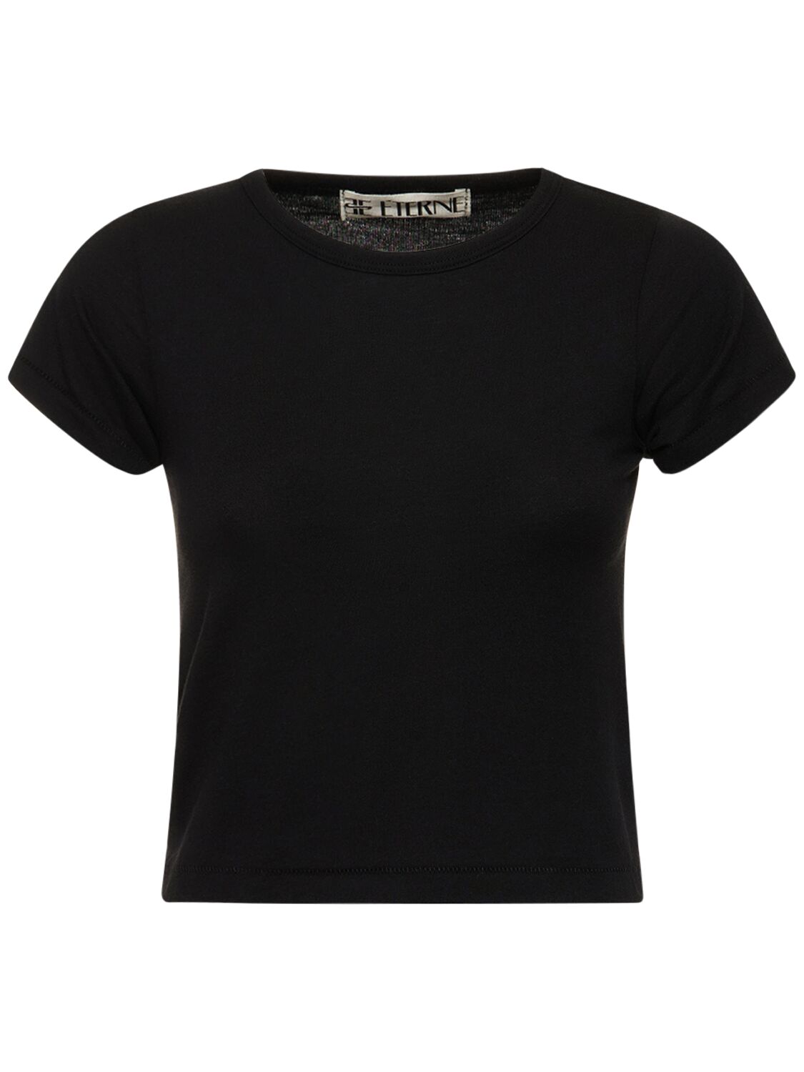 Éterne Short Sleeve Stretch Cotton T-shirt In 블랙