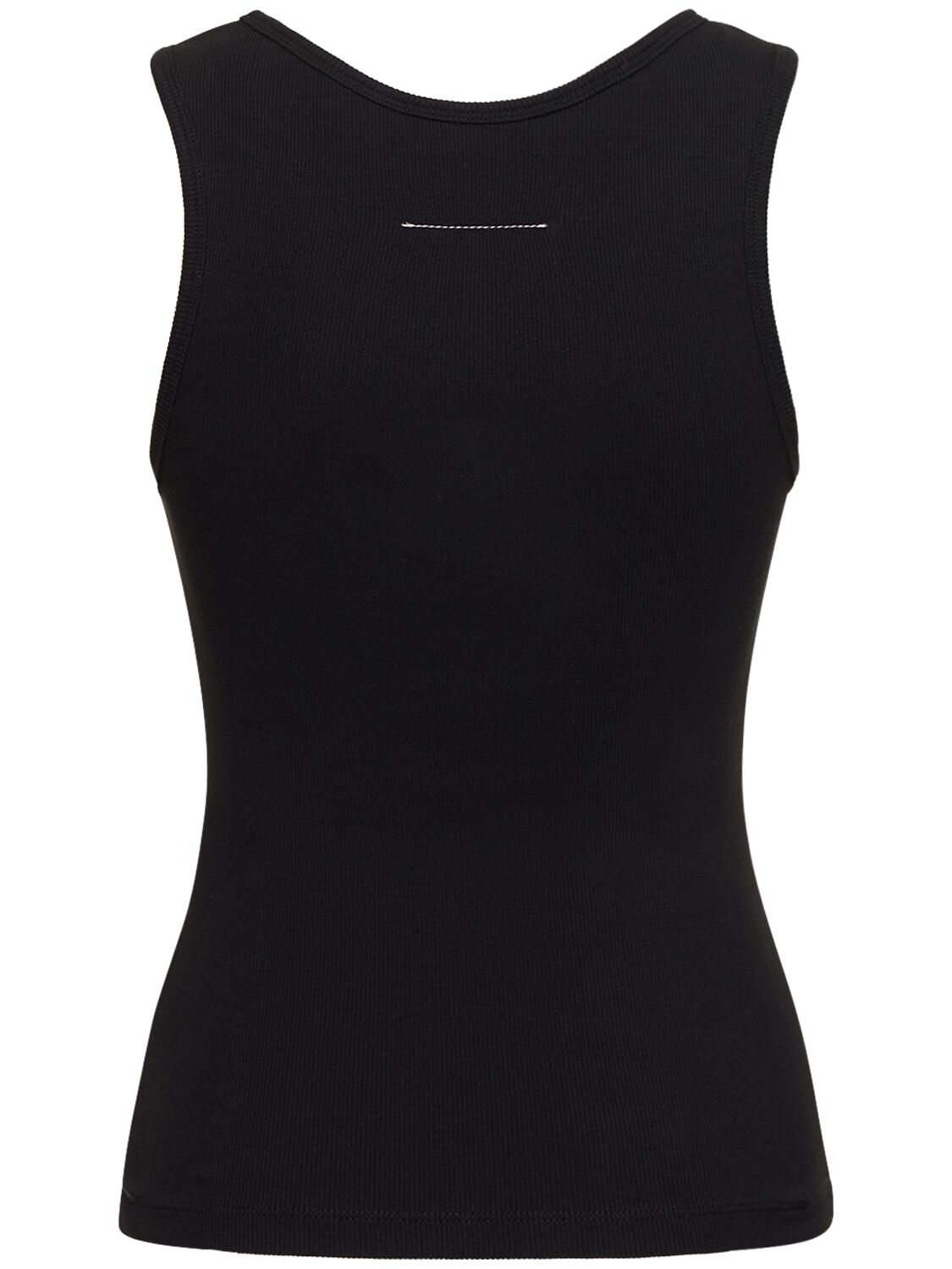 Shop Mm6 Maison Margiela Stretch Cotton Ribbed Tank Top In Black